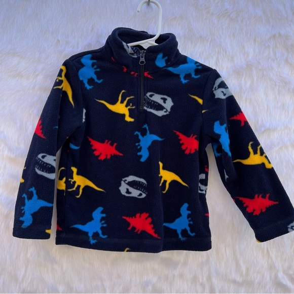 Toddler Boys Dino Glacier Fleece Half Zip Pullover - Tidal 2T - Picture 3 of 15